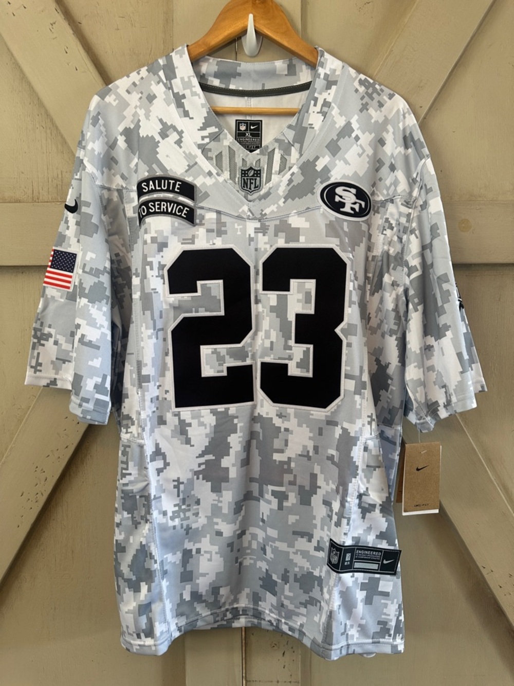 Nike NFL San Francisco 49ers McCaffrey #23 Salute to Service Camo Jersey XL NWT